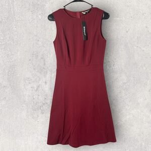 New Allegra‎ K Burgundy Sleeveless Fit and Flare Dress Cocktail Stretch XS